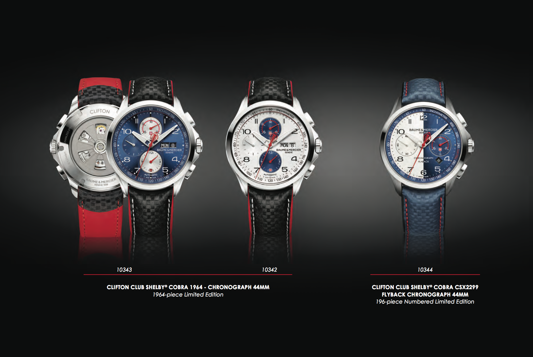 Baume & Mercier Clifton Club Shelby Cobra - the three limited editions at a glance
